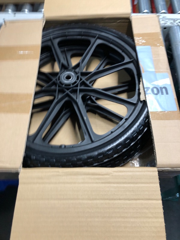 Photo 1 of 2 PCS 13 Inch Rubber Solid Flat Free Replacement Tires and Wheels 4.00-6 with 5/8'' Axle Bore Hole, Air Less Wheel for Wheelbarrow/Wagon/Hand Truck/Trolley/Garden Scooter etc. 13x400-6PU-bigF-2packs