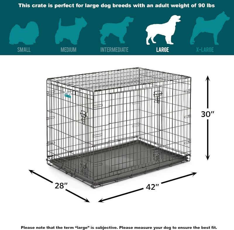 Photo 1 of (READ FULL POST) MidWest Homes for Pets Newly Enhanced Double Door iCrate Dog Crate, Includes Leak-Proof Pan, Floor Protecting Feet, Divider Panel & New Patented Features Black 45.0"L x 28.0"W x 30.0"H