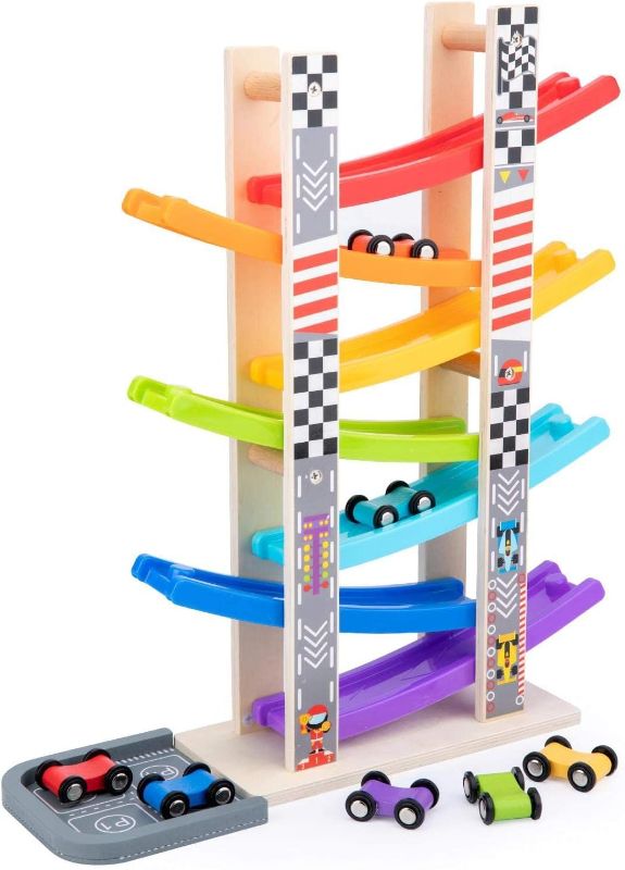 Photo 1 of **NON REFUNDABLE ITEM**FOR PARTS ONLY
WOOD CITY Toddler Toys for 1 2 3 Years Old, Wooden Car Ramp Racer Toy Vehicle Set with 7 Mini Cars & Race Tracks, Montessori Toys for Toddlers Boys Girls Gift