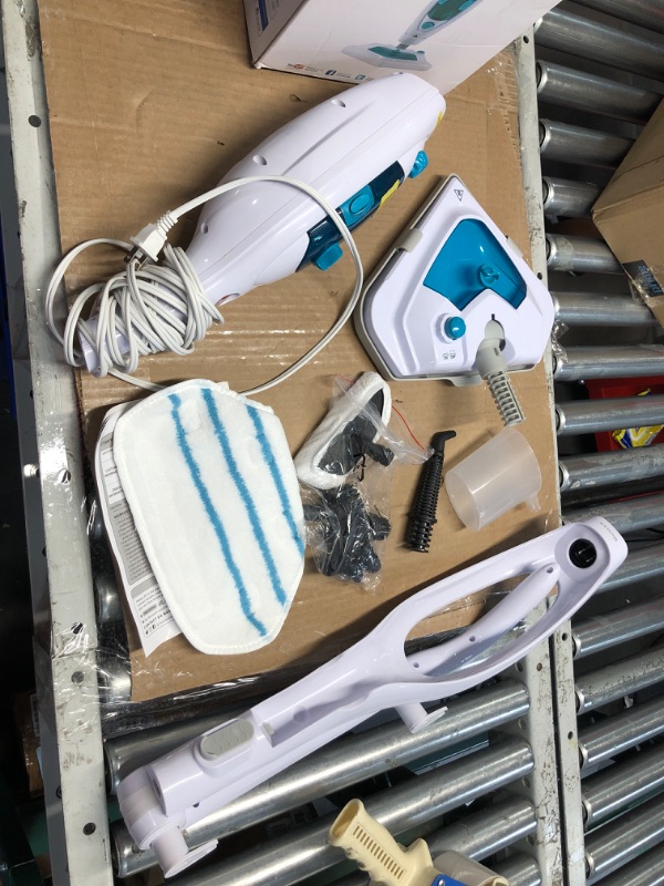 Photo 2 of **NON REFUNDABLE ITEM**(FOR PARTS ONLY)
10-in-1 Steam Mop Triangle Collapses Mop With Detergent Chamber and Detachable Handheld Steam Cleaner, Multipurpose Adapter Accessories,Floor Steamer,2 Pads,1450W Fast and Powerful Steam,Model MU-LAZO