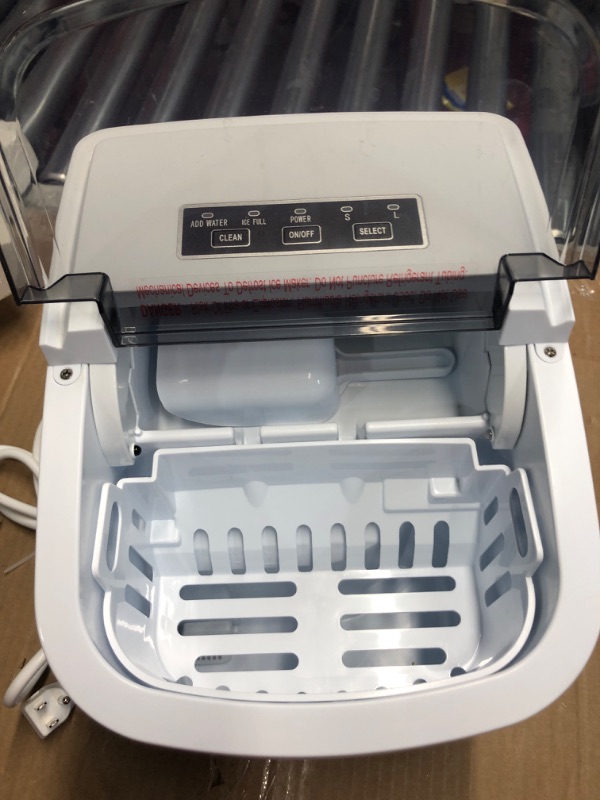 Photo 3 of **NON REFUNDABLE ITEM***(FOR PARTS ONLY)
AGLUCKY Ice Makers Countertop with Handle,26.5Lbs/24H,9 Cubes in 6 Mins,2 Sizes of Bullet Ice,Portable Ice Maker Machine with Self-Cleaning,Perfect for Home Kitchen(White) 26.5Lbs/24H WHITE 1