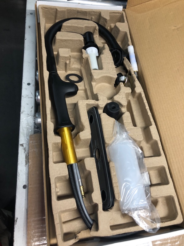 Photo 2 of **NON REFUNDABLE ITEM*(FOR PARTS ONLY)
KOHLER Kanan Matte Black Double Handle Pull-down Kitchen Faucet with Sprayer (Deck Plate and Soap Dispenser Included)
