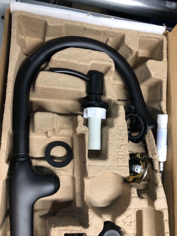 Photo 4 of **NON REFUNDABLE ITEM*(FOR PARTS ONLY)
KOHLER Kanan Matte Black Double Handle Pull-down Kitchen Faucet with Sprayer (Deck Plate and Soap Dispenser Included)
