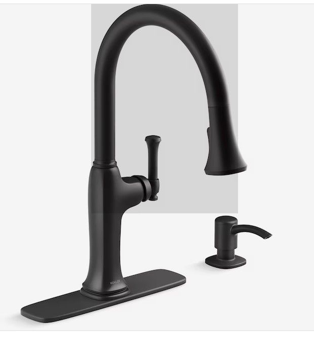 Photo 1 of **NON REFUNDABLE ITEM*(FOR PARTS ONLY)
KOHLER Kanan Matte Black Double Handle Pull-down Kitchen Faucet with Sprayer (Deck Plate and Soap Dispenser Included)
