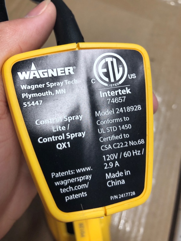 Photo 4 of **NON REFUNDABLE ITEM**(FOR PARTS ONLY)
Wagner Spraytech 2418392 Control Spray QX1 HVLP Stain Sprayer, Ideal for Crafting & Small Staining Projects like Decks, Fences and Lattice