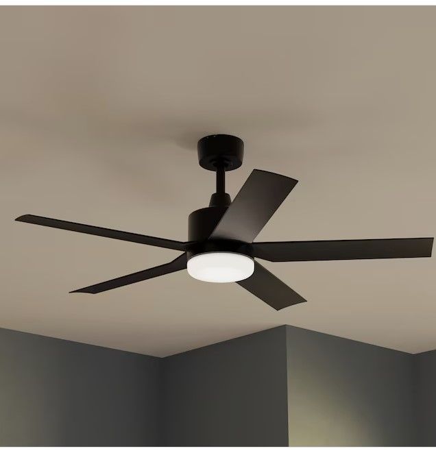 Photo 1 of **NON REFUNDABLE ITEM**(FOR PARTS ONLY)
Harbor Breeze Reidsport 44-in Matte Black Color-changing Integrated LED Indoor/Outdoor Downrod or Flush Mount Ceiling Fan with Light and Remote (5-Blade)
