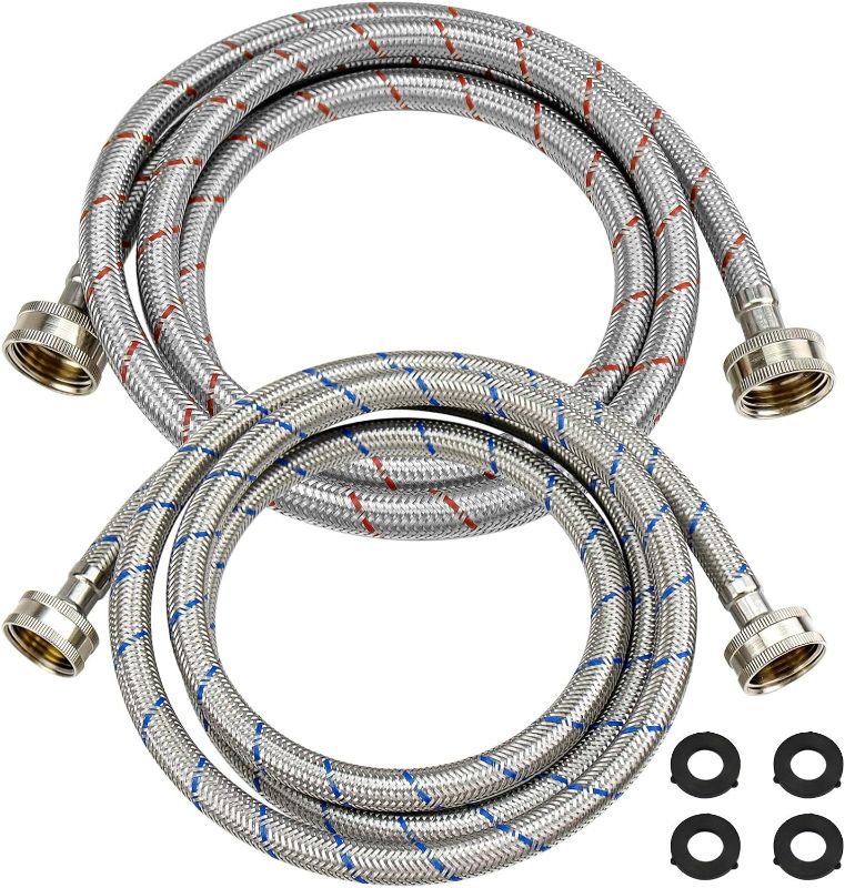 Photo 1 of **NON REFUNDABLE ITEM***(FOR PARTS ONLY)
Beaquicy 6 Ft Washer Stainless Steel Hoses Braided Stainless Steel Water Supply Line - Hot and Cold Striped Water Supply Lines for Washing Machine - 2 Pack