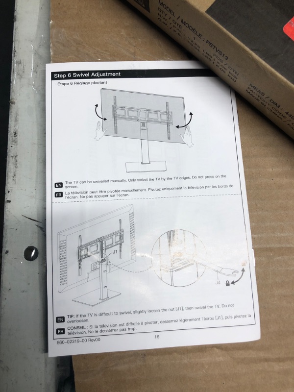 Photo 2 of ***USED - LIKELY MISSING PARTS - UNABLE TO VERIFY FUNCITONALITY***
PERLESMITH Universal Swivel TV Stand Base, Table Top TV Stand for 37 to 65,70,75 inch LCD LED TVs, Height Adjustable TV Mount Stand with Tempered Glass Base, VESA 600x400mm, Holds up to 99