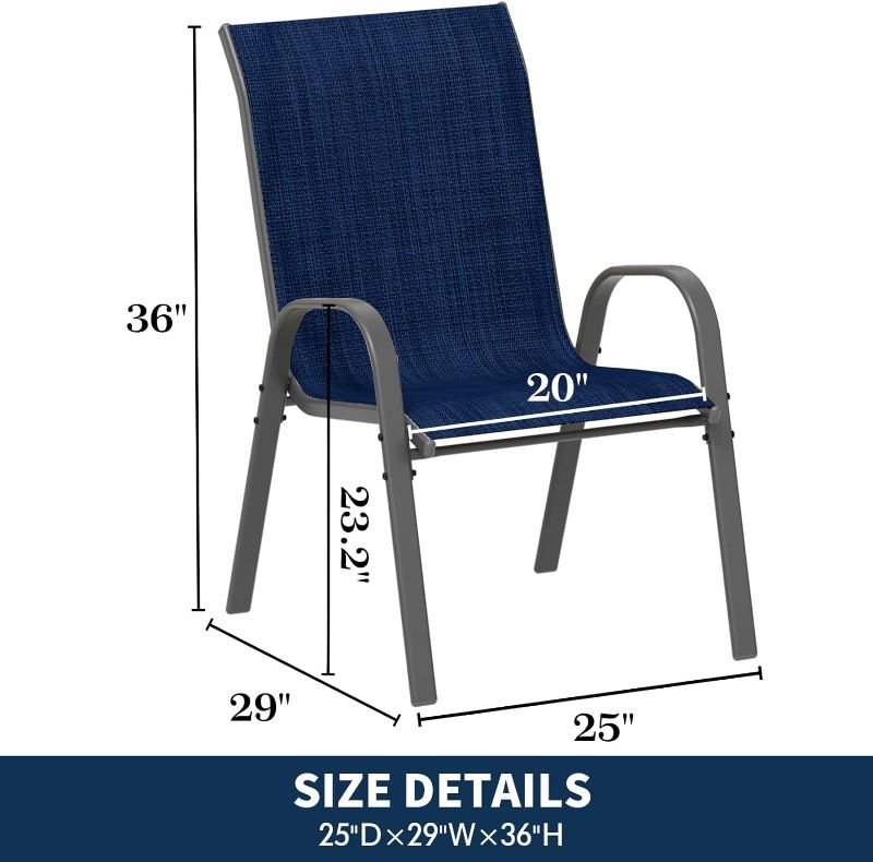 Photo 1 of **READ NOTES**
 Patio Dining Chair Outdoor Furniture Chairs, Breathable Seat Fabric and Alloy Steel Frame for Backyard, Porch, Garden, Poolside, Yard (Blue