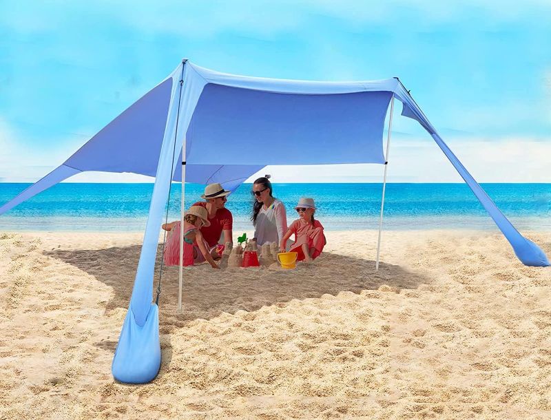 Photo 1 of **READ NOTES**
FBSPORT Beach Tent Sun Shelter, Portable Beach Shade Canopy UPF50+ with Sandbags for Outdoor Family Camping, Fishing, Backyard Fun, Picnic, 7 x 7ft
