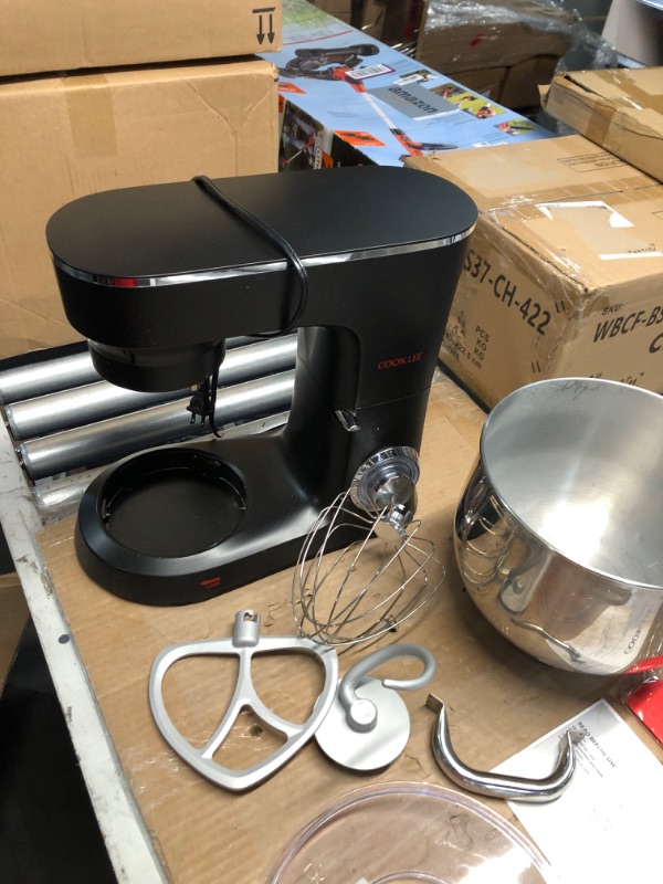 Photo 8 of (**NON REFUNDABLE ITEM**(FOR PARTS ONLY)
COOKLEE Stand Mixer, 9.5 Qt. 660W 10-Speed Electric Kitchen Mixer with Dishwasher-Safe Dough Hooks, Flat Beaters, Wire Whip & Pouring Shield Attachments for Most Home Cooks,SM-1551,Black Nero Nemesis Black