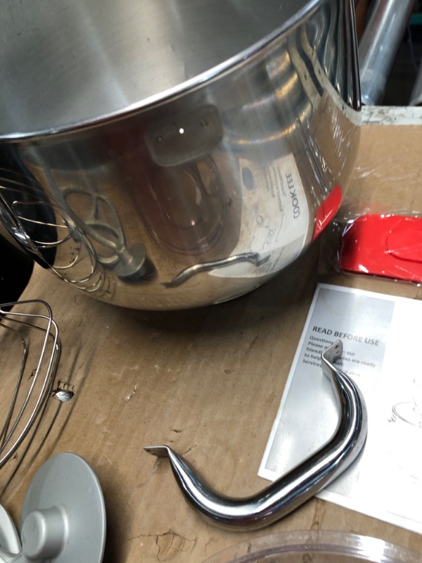 Photo 4 of (**NON REFUNDABLE ITEM**(FOR PARTS ONLY)
COOKLEE Stand Mixer, 9.5 Qt. 660W 10-Speed Electric Kitchen Mixer with Dishwasher-Safe Dough Hooks, Flat Beaters, Wire Whip & Pouring Shield Attachments for Most Home Cooks,SM-1551,Black Nero Nemesis Black