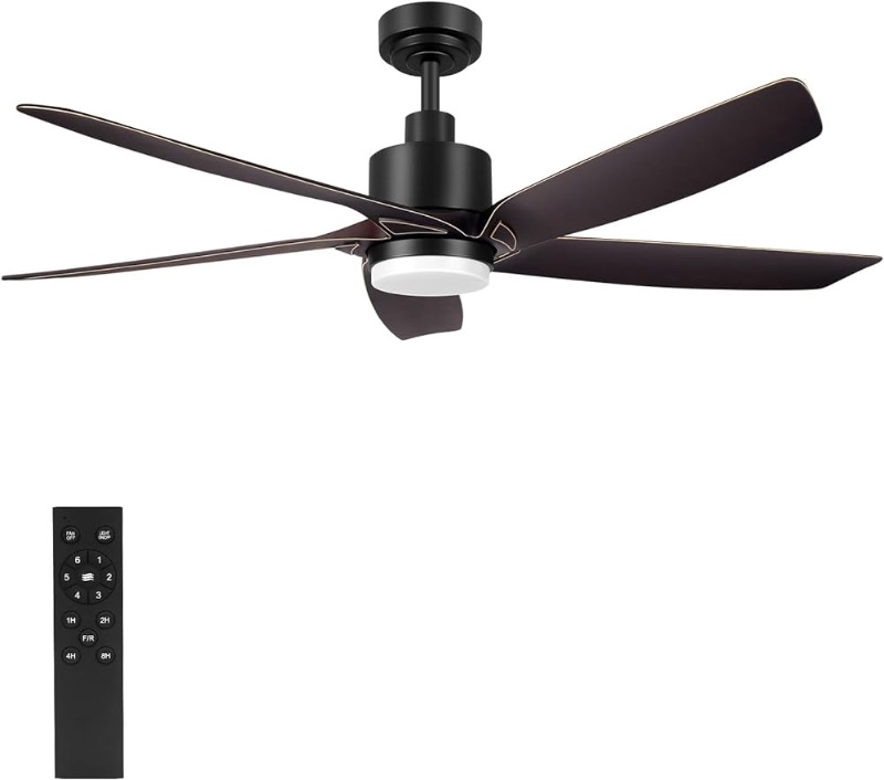 Photo 1 of (READ FULL POST) 56" Ceiling Fans with Lights and Remote Control-5 Reversible Carved ABS Blades, 6-Speed Noiseless DC Motor, Modern Ceiling Fan in Matte Finish with Indoor/Outdoor DC