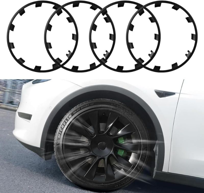 Photo 1 of ***SEE NOTES*** for Tesla Model Y Wheel Rim Protector, for Tesla Rim Protector for Model Y 21 Inch Wheel, 4PCS Grey Model Y Rim Protector Easy to Install ABS Rim Hubcaps Accessories