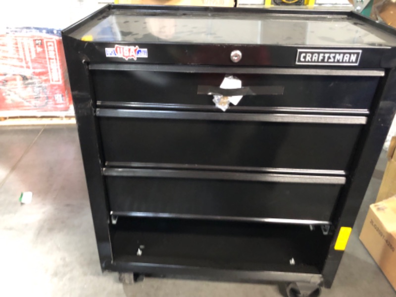 Photo 4 of ***USED - DAMAGED - NO PACKAGING - SEE COMMENTS***
CRAFTSMAN 1000 Series 26.2-in L x 32.5-in H 4-Drawers Rolling Black Wood Work Bench
