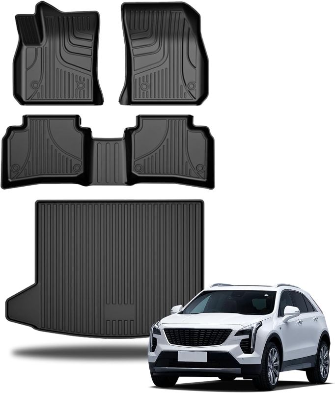 Photo 1 of **Read notes***
Automotive Floor Mats & Cargo Liners Trunk Set Compatible with 2019-2024 Cadillac XT4, All Weather Car Accessories Floor Liner 1st and 2nd Row Car Mat Black. Floor Mat & Cargo Liner Set