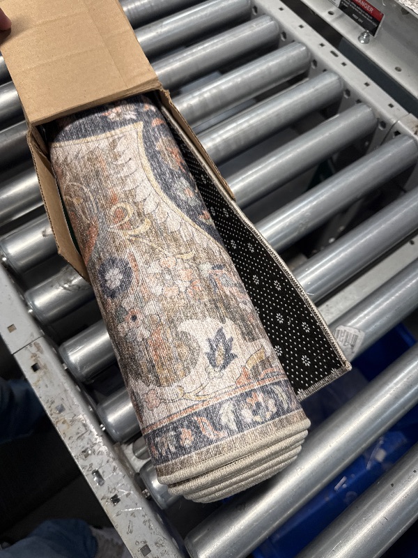 Photo 1 of ReaLife Machine Washable Area Rug Runner - Living Room Bedroom Bathroom Kitchen Entryway Office - Non Slip Low Pile Stain Resistant Premium - Boho Farmhouse Vintage - Joy - Brown Beige 2'6" x 8' Medallion - Brown Ivory 2'6" x 8'