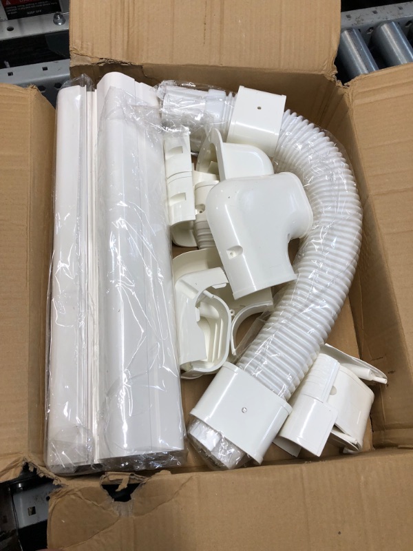 Photo 2 of GUEQUITLEX 3" W 16.1 Ft Line Set Cover Kit for Mini Split Air Conditioner Decorative PVC Line Cover Kit for Central Air Conditioner Mini Split AC Cover for Outside Heat Pumps Tubing Cover 3" Line Cover Kit-16.1-ft