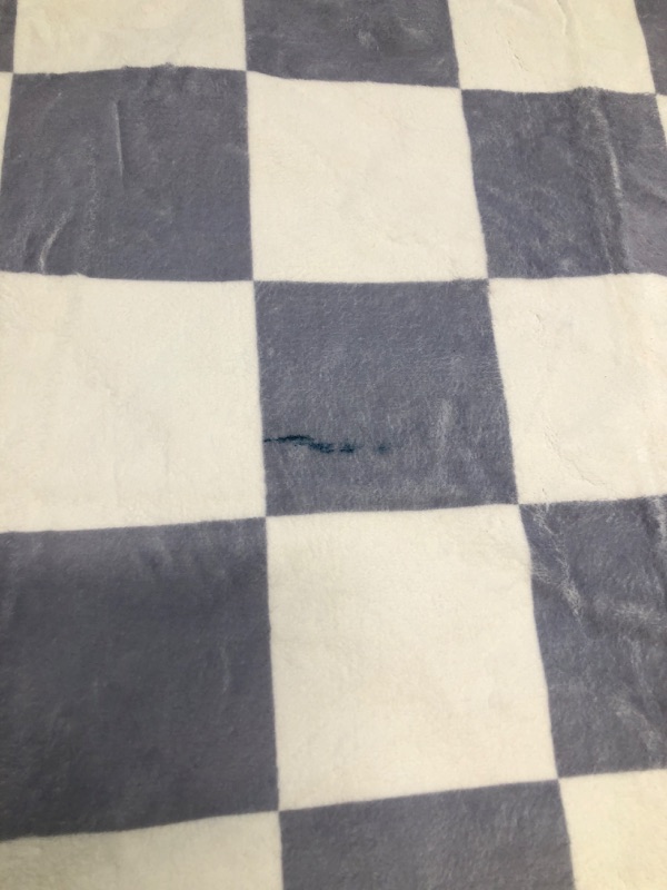 Photo 3 of ***SEE NOTES*** Brone Blue Checkered Area Rug - Machine Washable - Blue/GREY, Off White - 6'7" x 9'
