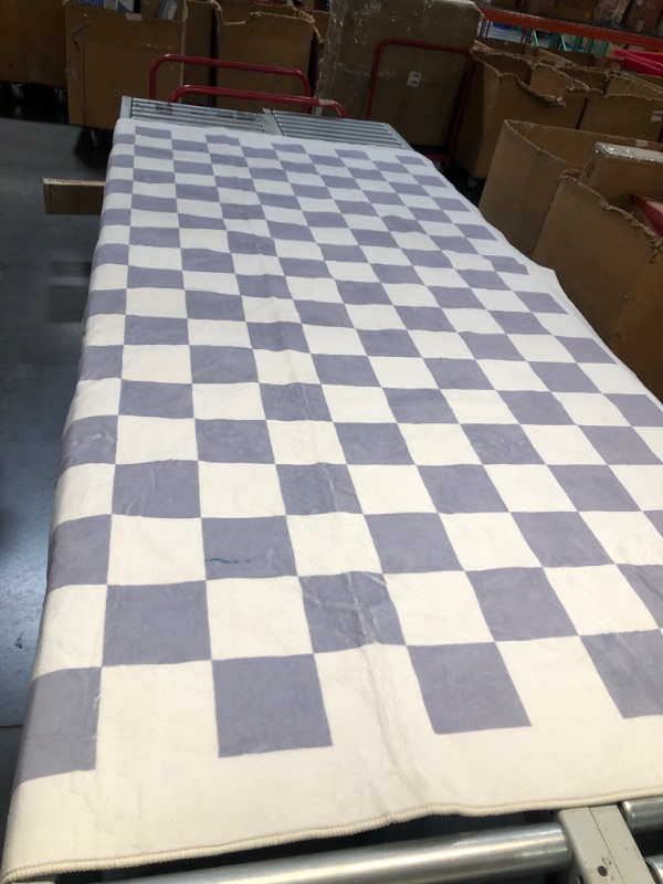 Photo 2 of ***SEE NOTES*** Brone Blue Checkered Area Rug - Machine Washable - Blue/GREY, Off White - 6'7" x 9'
