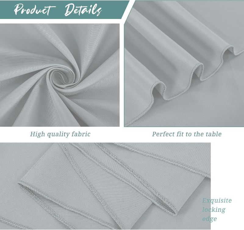 Photo 3 of (READ FULL POST) 8 Pack Round Tablecloth 90 Inch - Light Grey Polyester Table Cloth for Round Table, Premium Stain and Wrinkle Resistant Washable Fabric Table Cover for Wedding Party Banquet Restaurant Reception
