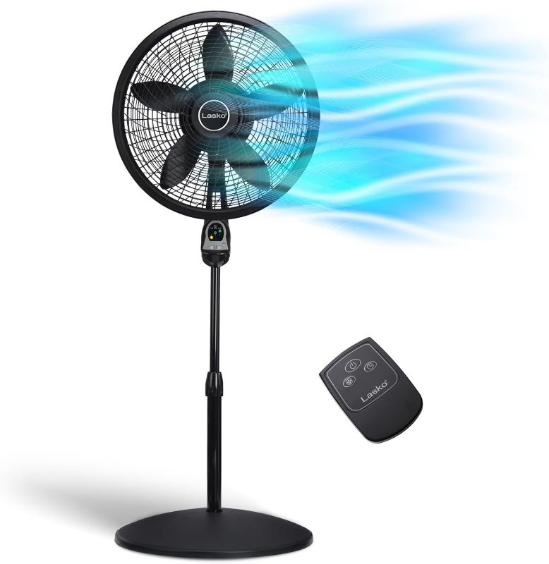 Photo 1 of **PARTS ONLY NON REFUNDABLE**READ NOTES**
Lasko Oscillating Cyclone Pedestal Fan, Adjustable Height, Timer, Remote Control 18", Black, 1843
