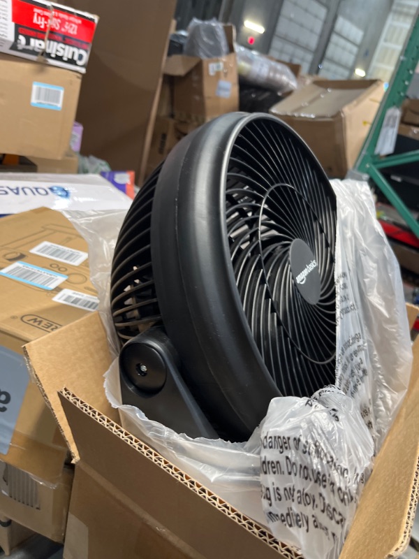 Photo 2 of Amazon Basics 15-Inch Air Circulator Fan with 90-Degree Tilt Head and 3 Speed Settings, 70 Watts, Ultra Quiet (30 dB), Lightweight (4 LBS), Black, 7.6"D x 14.8"W x 14.1"H