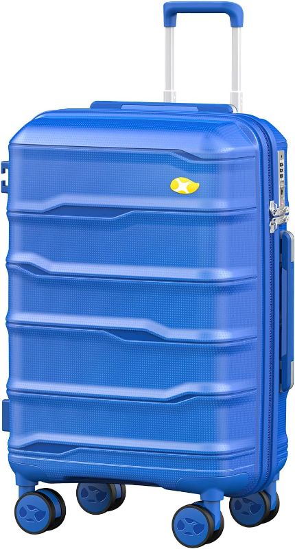 Photo 1 of ***USED - DEFAULT CODE IS 0-0-0***
Carry On Luggage 22x14x9 Airline Approved, Hard Shell Suitcase with Spinner Wheels, PP Lightweight Luggages with TSA Lock, Carry-On Suitcases 20 Inch, Blue