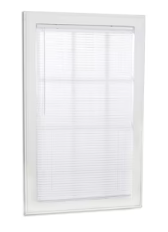 Photo 1 of **FOR PARTS/READ NOTES (NON REFUNDABLE)**
Project Source Room Darkening 1-in Slat Width 58-in x 64-in Cordless White Vinyl Room Darkening Mini-blinds