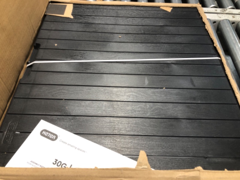 Photo 1 of Keter City 30 Gallon Resin Deck Box for Patio Furniture, Pool Accessories, and Storage for Outdoor Toys, Dark Grey