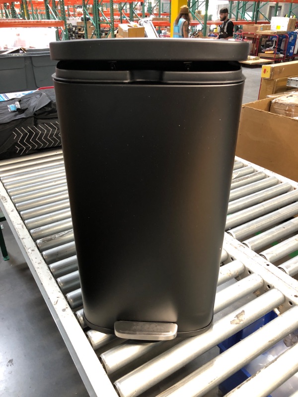 Photo 2 of (READ FULL POST) Homie 13.5 Gallon Kitchen Trash Can Soft Close with Anti - Bag Slip Liner and Lid, Use as Garbage Basket, Tall Dust Bin, or Decor in Bathroom, Restroom, Kitchen, or Bedroom (13 Gallon, Matte Black)