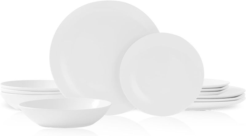 Photo 1 of Bestone 12 Piece Round Kitchen Dinnerware Set,Plates and Bowls sets,Dishes, Plates, Bowls, Dish Set?Plates and Bowls,Service for 4, Chip Resistant...