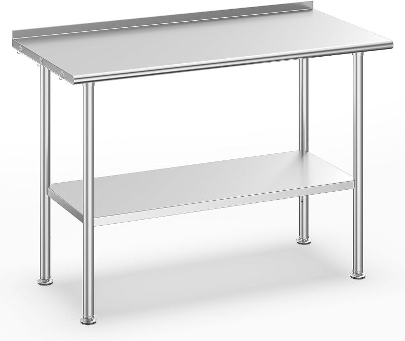 Photo 1 of (incomplete)(damaged)(see images) Atelicf Stainless Steel Prep Table for Work, 24 * 48 Inch, High Load Bearing 