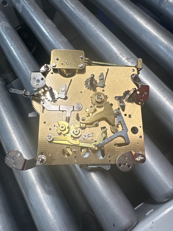 Photo 1 of **NON-REFUNDABLE, PARTS ONLY** Howard Miller Christopher Mantel Clock 635-101 ? Windsor Cherry Finish, Brass Accents, Black Roman Numerals, Quartz Single-Chime Movement, Volume Control