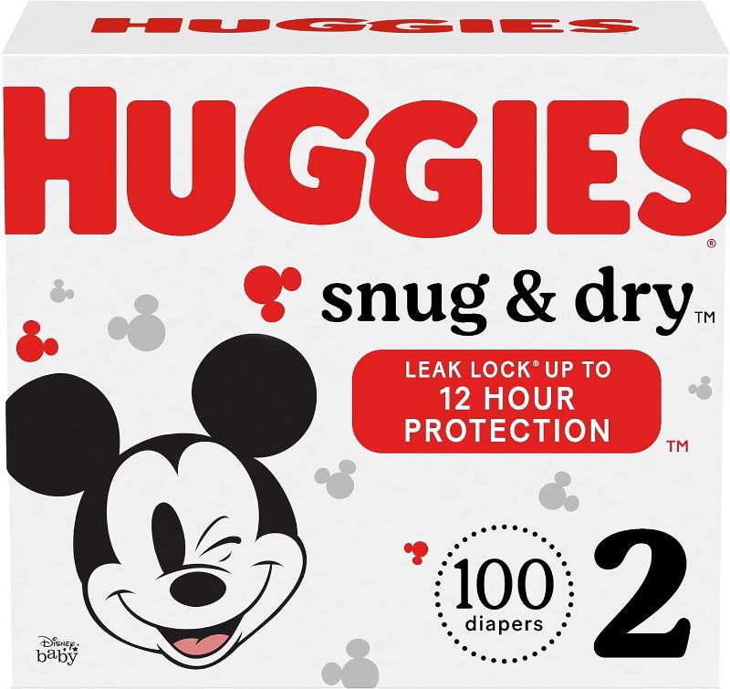 Photo 1 of Huggies Size 2 Diapers, Snug & Dry Baby Diapers, Size 2 (12-18 lbs), 100 Count