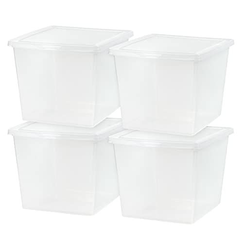 Photo 1 of 36 Quart Plastic Storage Bin Tote Organizing Container with Latching Lid, Stackable and Nestable, Clear, 4 Pack
