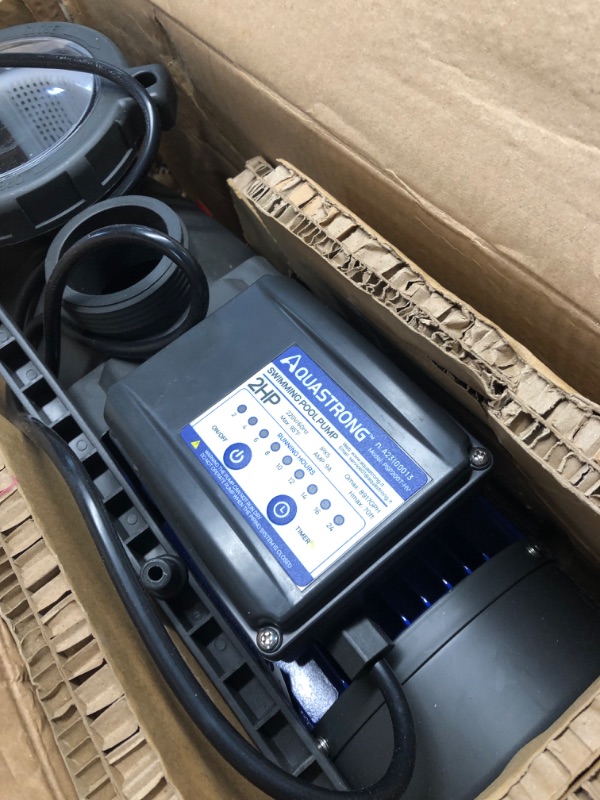 Photo 1 of AQUASTRONG 2 HP In/Above Ground Pool Pump with Timer, 220V, 8917GPH, High Flow, Powerful Self Primming Swimming Pool Pumps with Filter Basket-A
