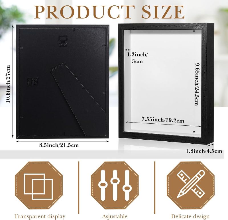 Photo 1 of (Pack of 2)  Shadow Box Frame Display Case (Black, 8 x 10 Inch)
