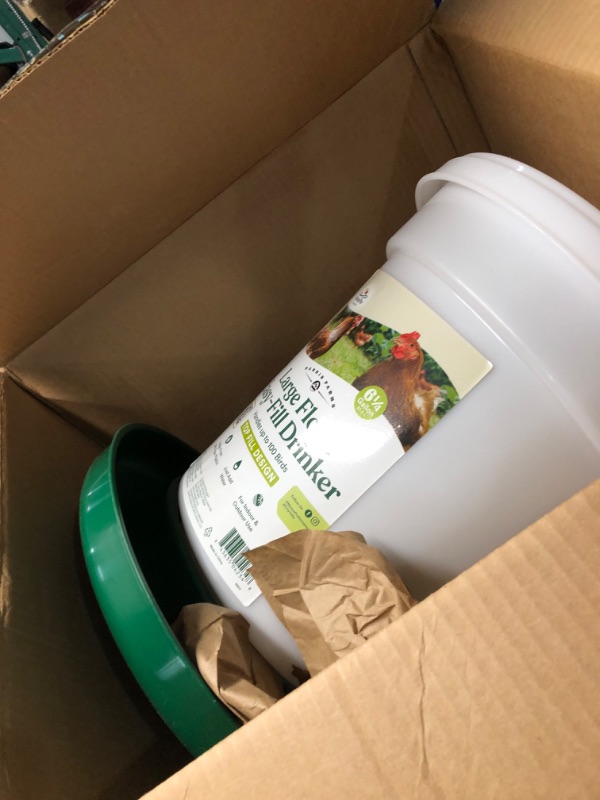 Photo 2 of ***USED - MISSING LID - SEE PICTURES***
Harris Farms Poultry Drinker | Simple and Easy to Use for Any Size Flock | Made of BPA-Free Plastic | 6.25 Gallon, Green 6.25 gallon Drinker