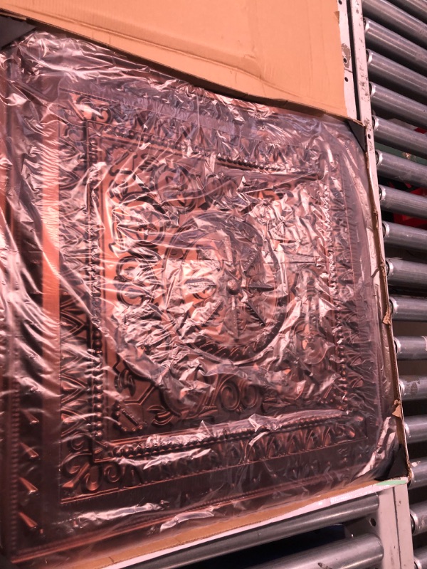 Photo 1 of Art3d Drop Ceiling Tiles, Glue up Ceiling Tiles, 2'x2' Plastic Sheet in Antique Copper (12-Pack, 48 Sq.ft) 24"x24" Antique Copper 12