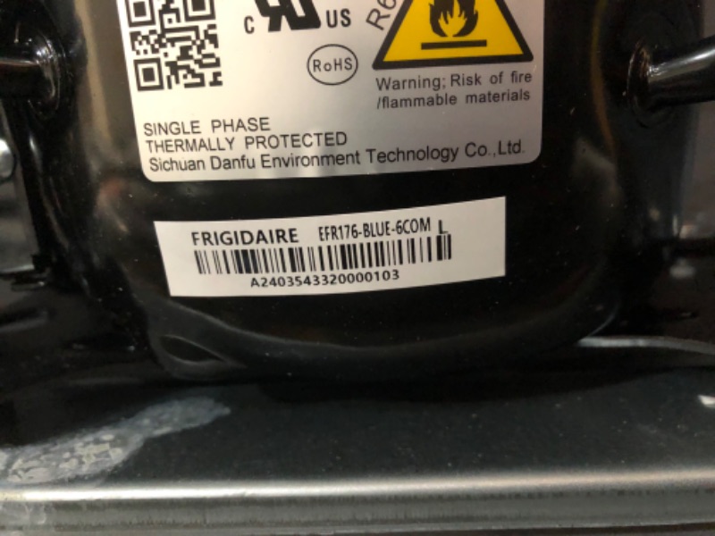 Photo 2 of (MAJOR DAMAGE/ SEE NOTES) Frigidaire EFR176 Retro Compact Fridge with Chiller Mini Refrigerator with Built-in Bottle Opener for Office, Bedroom, Dorm Room or Cabin, 1.6 cu ft 16"D x 18"W x 18.5"H, Blue