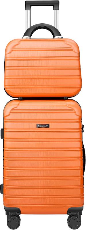 Photo 1 of ***DAMAGED - MISSING A WHEEL - CODE IS 000***
Luggage Suitcase PC+ABS with TSA Lock Expandable Hardshell Carry On Luggage with Spinner Wheels (Orange, (14/20))