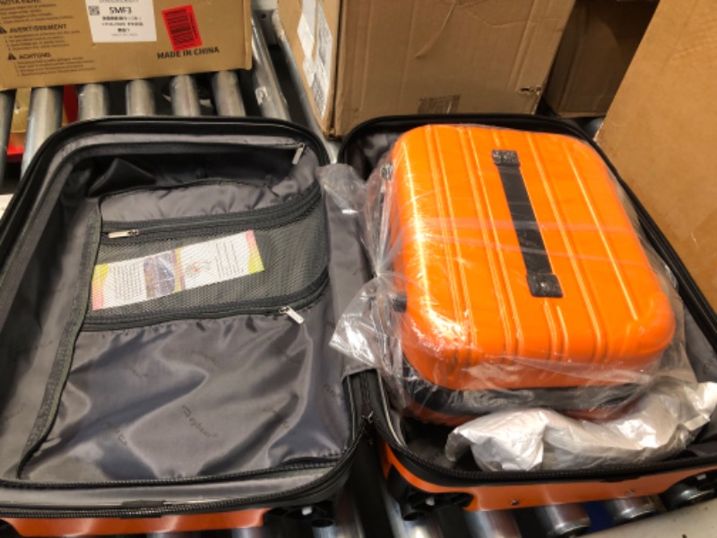 Photo 5 of ***DAMAGED - MISSING A WHEEL - CODE IS 000***
Luggage Suitcase PC+ABS with TSA Lock Expandable Hardshell Carry On Luggage with Spinner Wheels (Orange, (14/20))