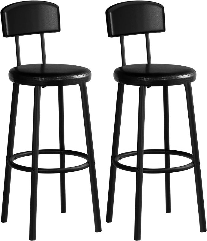 Photo 1 of ***USED - LIKELY MISSING PARTS - UNABLE TO VERIFY FUNCTIONALITY***
HOOBRO Bar Stools, Set of 2 with Backrest, 28.5 Inch PU Upholstered bar Chairs, with Footrest, Black BB05BY01