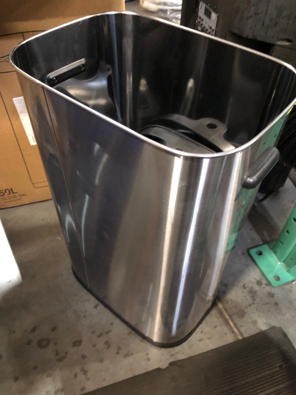 Photo 3 of EKO Phantom-T 50 Liter / 13.2 Gallon Vertical Motion Sensor Trash Can, Brushed Stainless Steel Finish