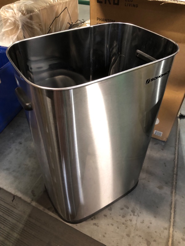 Photo 2 of SONGMICS Motion Sensor Trash Can, 13 Gallon Automatic Garbage Can with Soft-Close Lid and Bag Retainer Ring, Stainless Steel, Touchless Kitchen Trash Bin, 15 Trash Bags Included, Silver ULTB610E50 13 Gal.