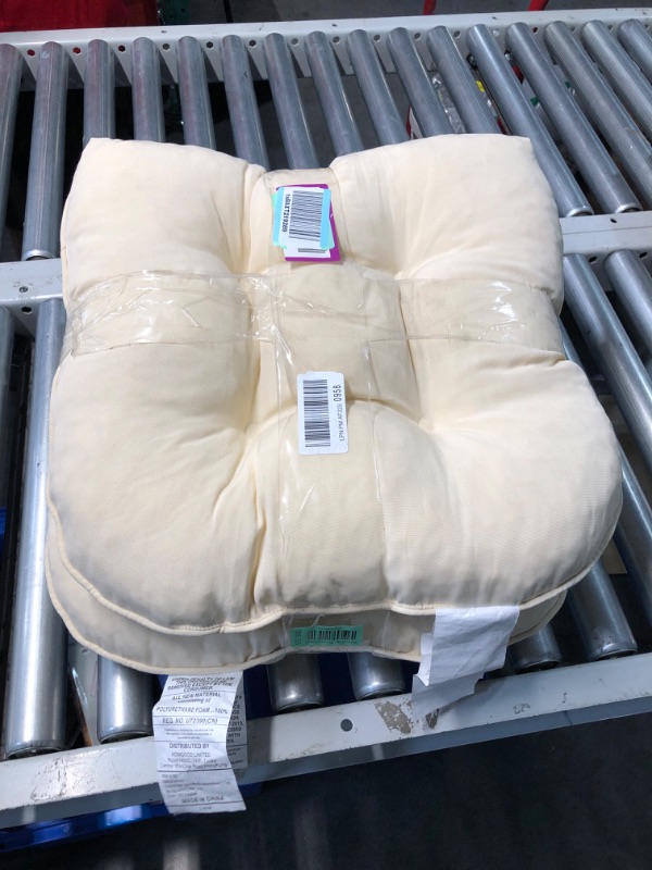 Photo 2 of (READ FULL POST) Sweet Home Collection Patio Cushions Outdoor Chair Pads Thick Fiber Fill Tufted 19" x 19" x 5" , 2 Pack, Cream