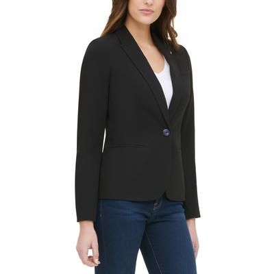 Photo 1 of (USED/ DIRTY SPOTS) Tommy Hilfiger Women's Striped Roll Cuff Blazer - Black - Size 4
