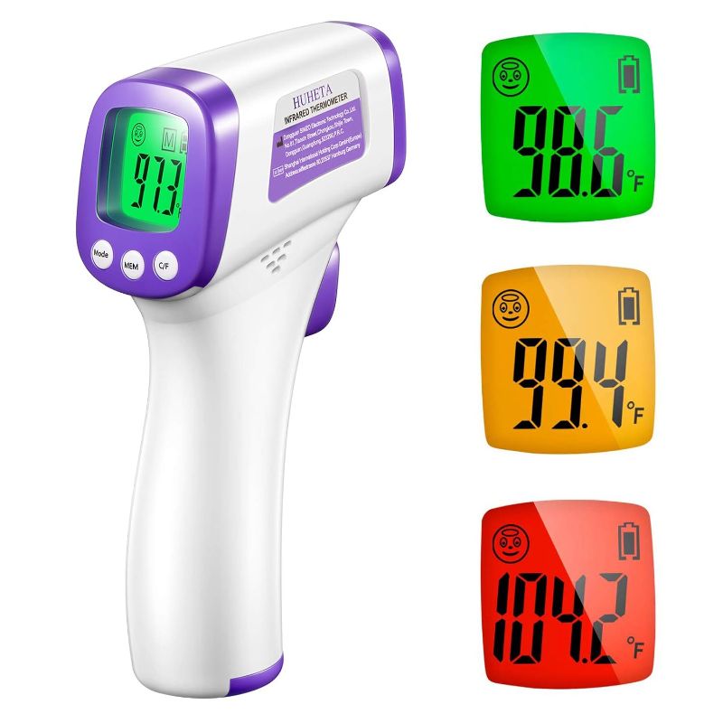 Photo 1 of ***20 PK*** Infrared Thermometer, Non Contact Forehead Thermometer with Fever Alarm, Accurate Reading and Memory Function, Body Temperature & Surface of Objects Use (Purple)