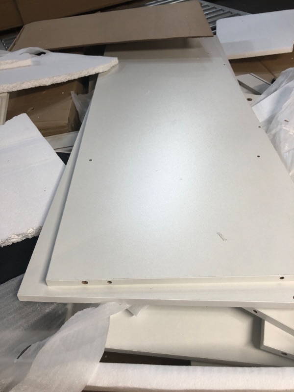 Photo 1 of **DOES NOT COME WITH MIRROR!!! MISSING ITEMS/ UNTESTED**  36" Modern Mirror Makeup Vanity with 4 Drawers Charging Station and Light Strip, White & Black
